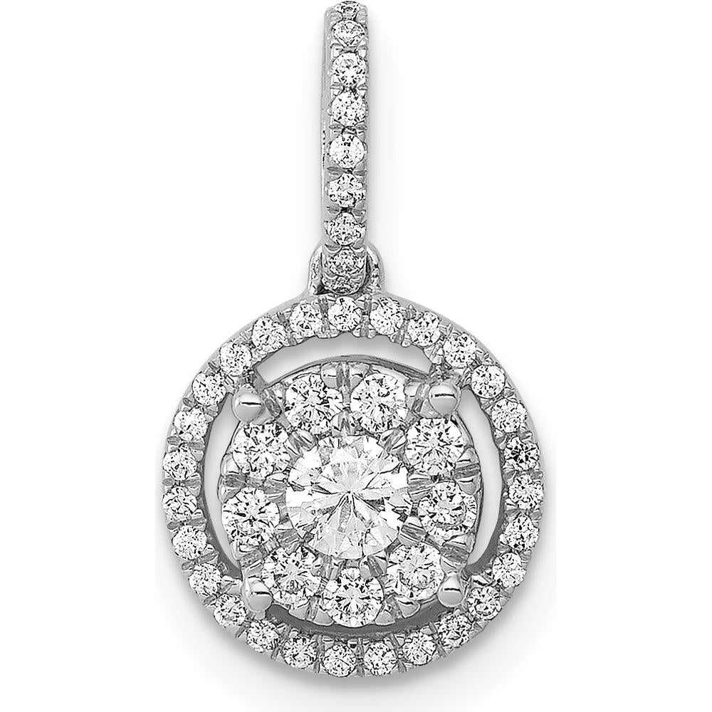 14K White Gold Diamond Halo Cluster Pendant - 0.40 Carat Total Diamond Weight by Monteluci Fine Jewelry