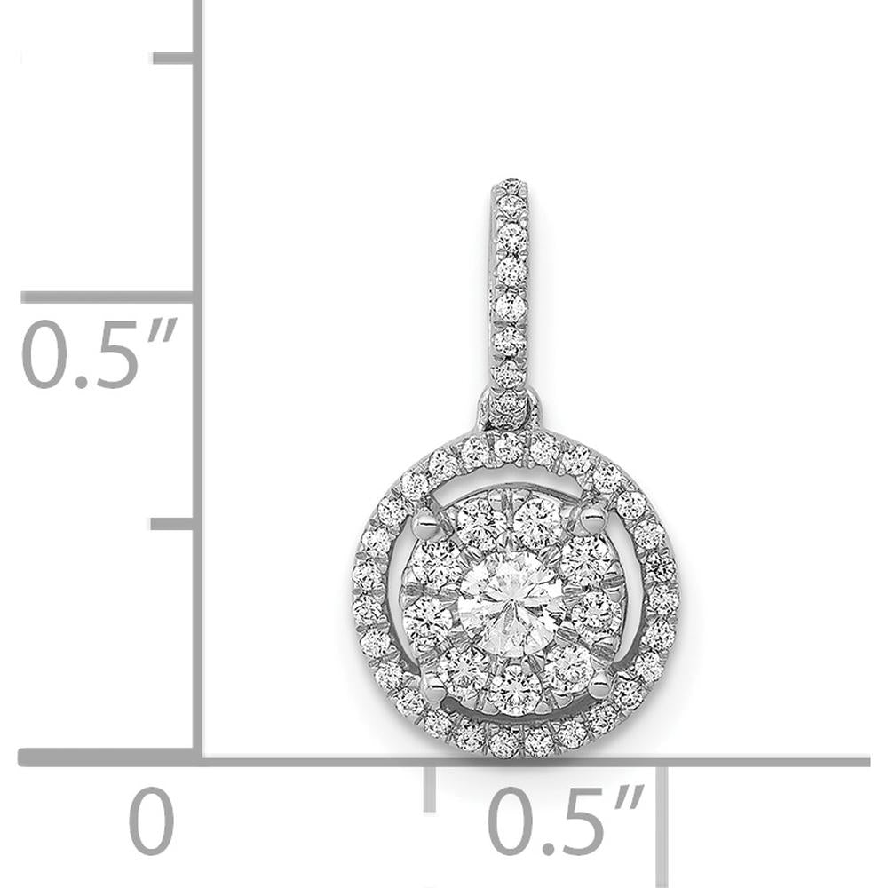 14K White Gold Diamond Halo Cluster Pendant - 0.40 Carat Total Diamond Weight by Monteluci Fine Jewelry