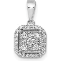 14K White Gold Diamond Halo Cluster Pendant with Round Diamonds - 1/4 Carat Total Diamond Weight by Monteluci Fine Jewelry