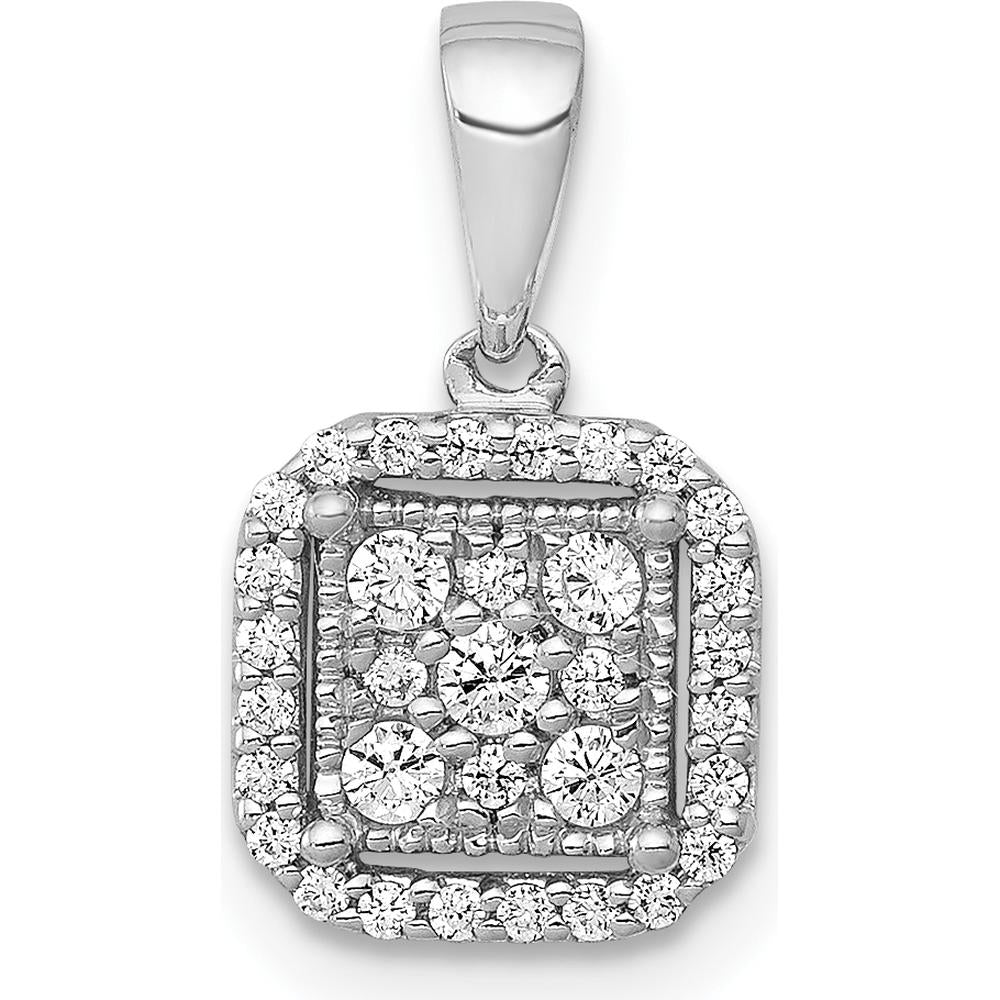 14K White Gold Diamond Halo Cluster Pendant with Round Diamonds - 1/4 Carat Total Diamond Weight by Monteluci Fine Jewelry
