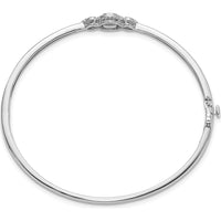 14K White Gold Diamond Halo Hinged Oval Bangle Bracelet - 0.2 Carats Total Diamond Weight by Oro Pregiato