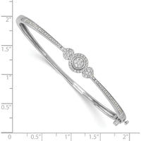 14K White Gold Diamond Halo Hinged Oval Bangle Bracelet - 0.2 Carats Total Diamond Weight by Oro Pregiato