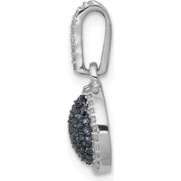 14K White Gold Diamond Halo Pendant with Blue and White Diamonds - 1/3 Carat Total Diamond Weight by Monteluci Fine Jewelry
