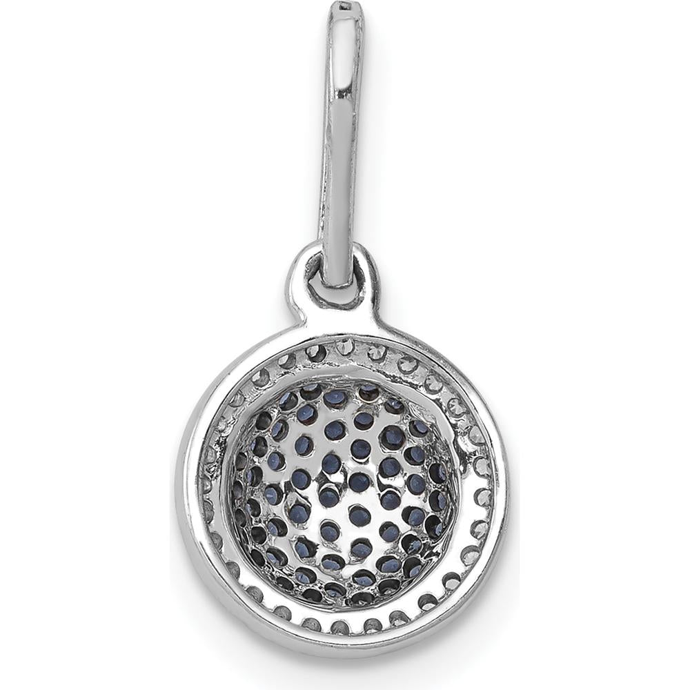 14K White Gold Diamond Halo Pendant with Blue and White Diamonds - 1/3 Carat Total Diamond Weight by Monteluci Fine Jewelry