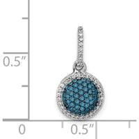 14K White Gold Diamond Halo Pendant with Blue and White Diamonds - 1/3 Carat Total Diamond Weight by Monteluci Fine Jewelry