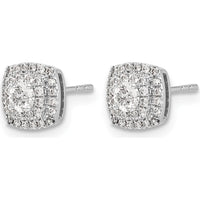 14K White Gold Diamond Halo Post Earrings with Round Diamonds - 0.13 Carat Total Diamond Weight by Monteluci Fine Jewelry