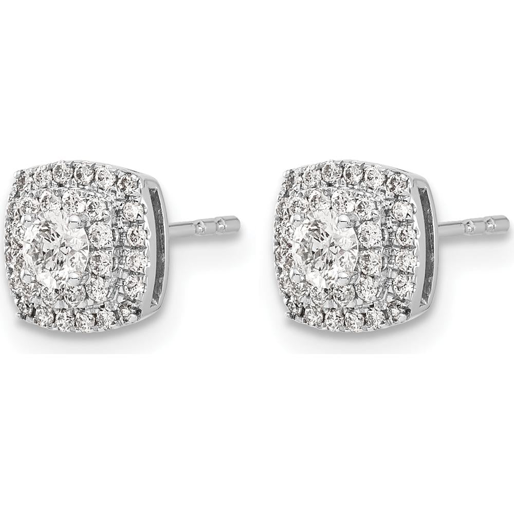 14K White Gold Diamond Halo Post Earrings with Round Diamonds - 0.13 Carat Total Diamond Weight by Monteluci Fine Jewelry