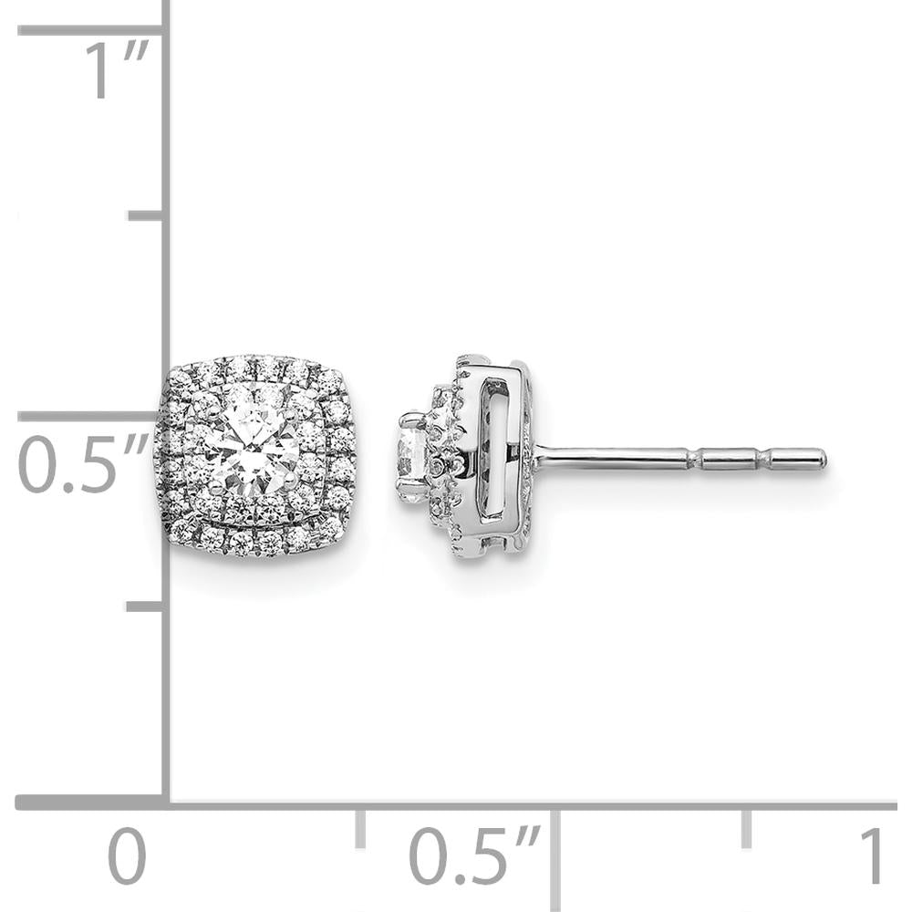 14K White Gold Diamond Halo Post Earrings with Round Diamonds - 0.13 Carat Total Diamond Weight by Monteluci Fine Jewelry