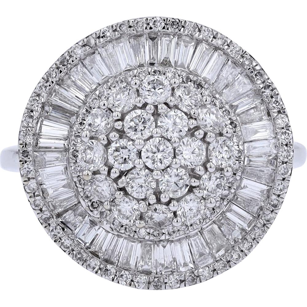 14K White Gold Diamond Halo Ring with 2.00 Carat Total Diamond Weight