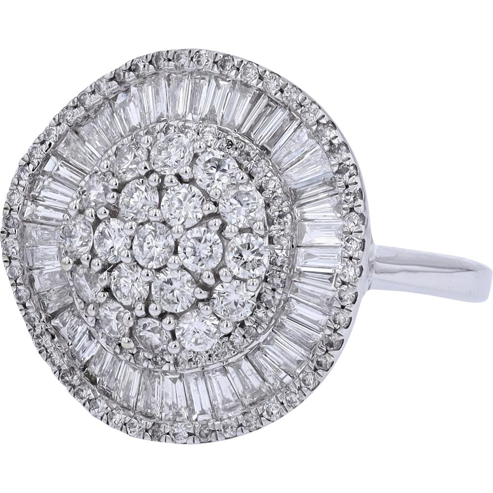 14K White Gold Diamond Halo Ring with 2.00 Carat Total Diamond Weight
