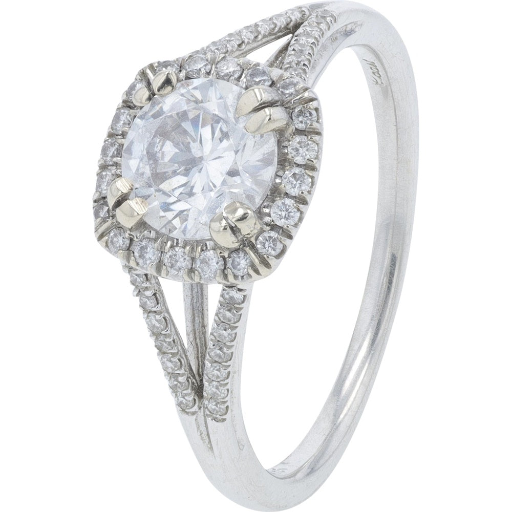 14K White Gold Diamond Halo Semi-Mount Ring by Coast Diamond with Split Shank Detail - 0.18 Carat Total Diamond Weight