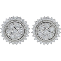 14K White Gold Diamond Halo Stud Earrings - 0.50 Carat Total Diamond Weight