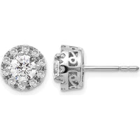 14K White Gold Diamond Halo Stud Earrings with Milgrain Detail - 0.52 Carat Total Diamond Weight by Monteluci Fine Jewelry