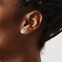 14K White Gold Diamond Halo Stud Earrings with Milgrain Detail - 0.52 Carat Total Diamond Weight by Monteluci Fine Jewelry