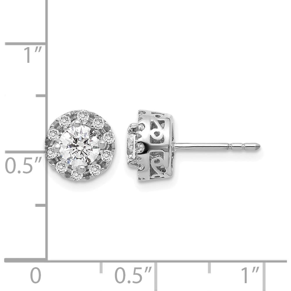 14K White Gold Diamond Halo Stud Earrings with Milgrain Detail - 0.52 Carat Total Diamond Weight by Monteluci Fine Jewelry