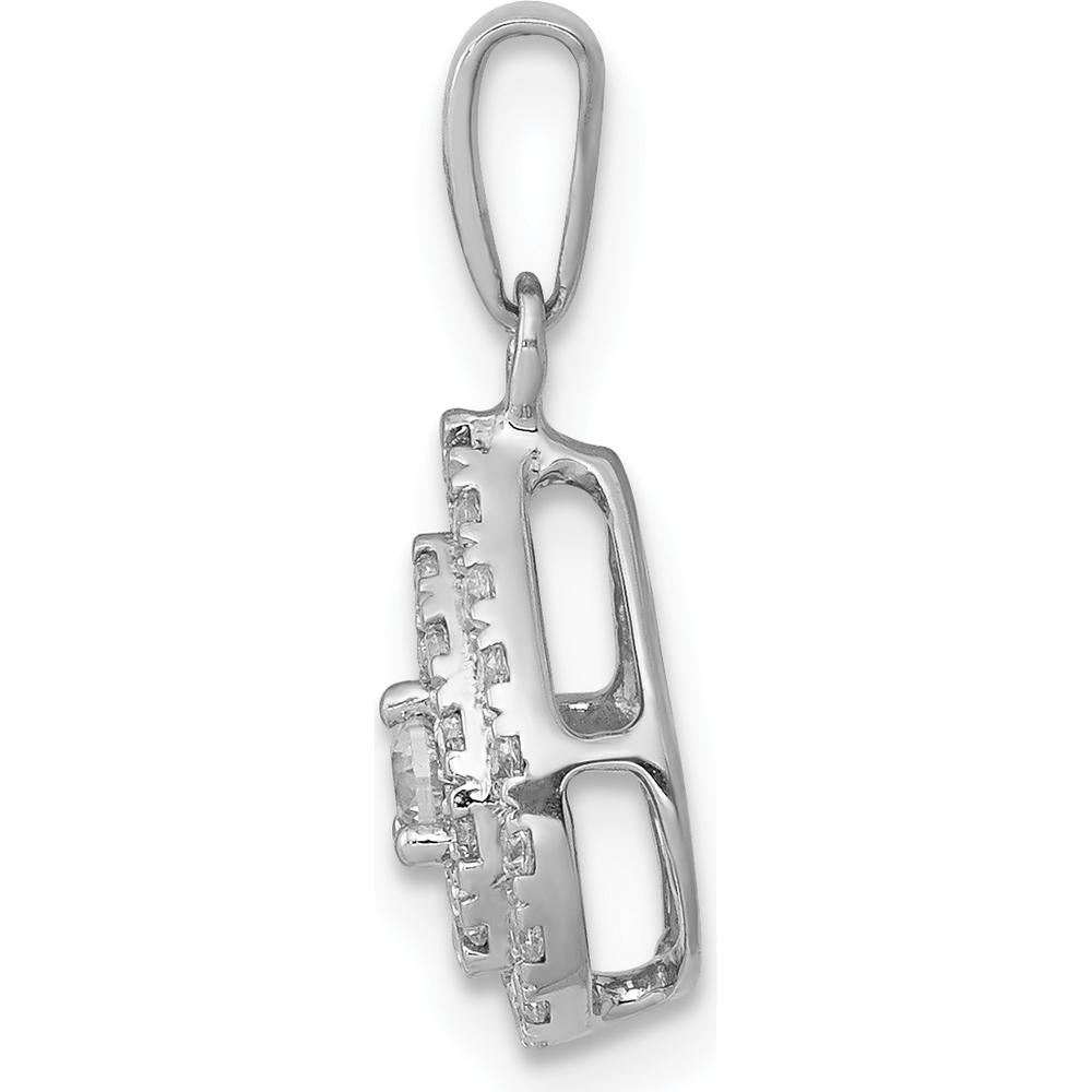 14K White Gold Diamond Halo Teardrop Pendant with 0.19 Carat Total Diamond Weight by Monteluci Fine Jewelry