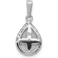 14K White Gold Diamond Halo Teardrop Pendant with 0.19 Carat Total Diamond Weight by Monteluci Fine Jewelry