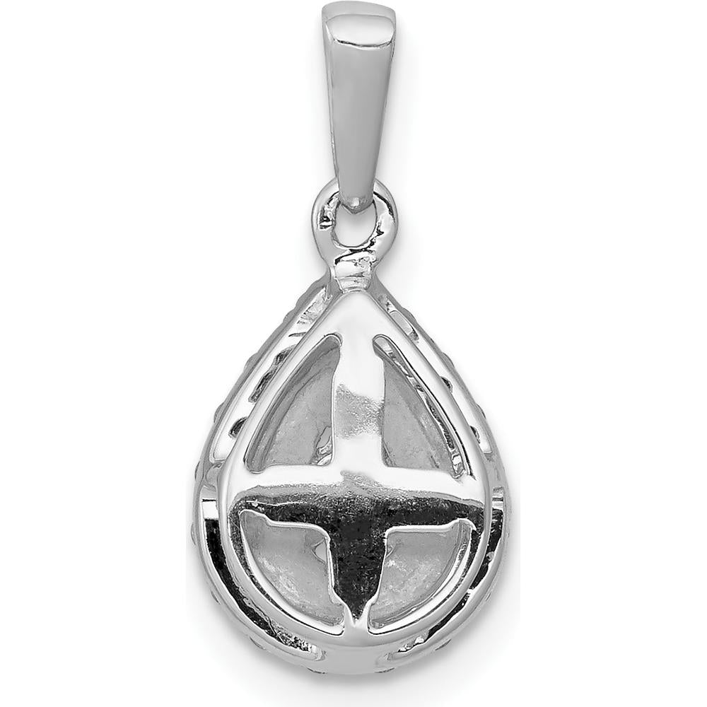 14K White Gold Diamond Halo Teardrop Pendant with 0.19 Carat Total Diamond Weight by Monteluci Fine Jewelry