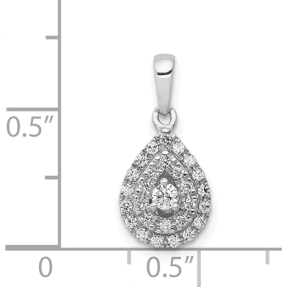 14K White Gold Diamond Halo Teardrop Pendant with 0.19 Carat Total Diamond Weight by Monteluci Fine Jewelry
