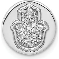 14K White Gold Diamond Hamsa Round Slide Pendant - 1/10 Carat Total Diamond Weight by Monteluci Fine Jewelry