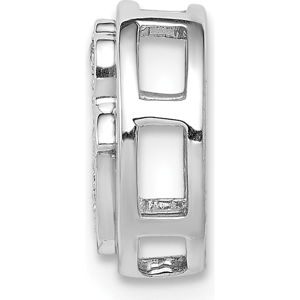 14K White Gold Diamond Hamsa Round Slide Pendant - 1/10 Carat Total Diamond Weight by Monteluci Fine Jewelry