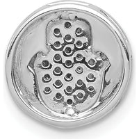 14K White Gold Diamond Hamsa Round Slide Pendant - 1/10 Carat Total Diamond Weight by Monteluci Fine Jewelry