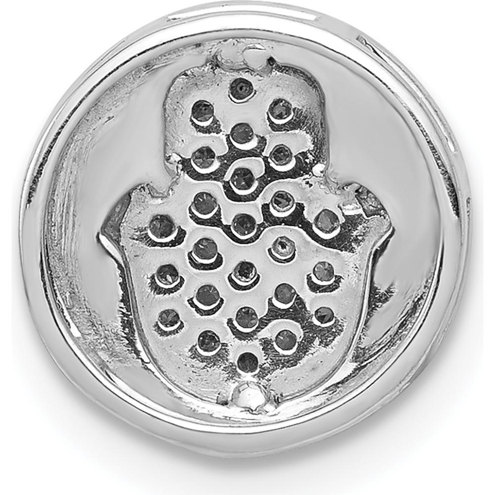14K White Gold Diamond Hamsa Round Slide Pendant - 1/10 Carat Total Diamond Weight by Monteluci Fine Jewelry