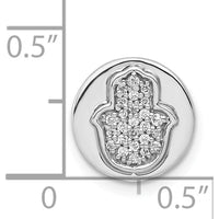 14K White Gold Diamond Hamsa Round Slide Pendant - 1/10 Carat Total Diamond Weight by Monteluci Fine Jewelry