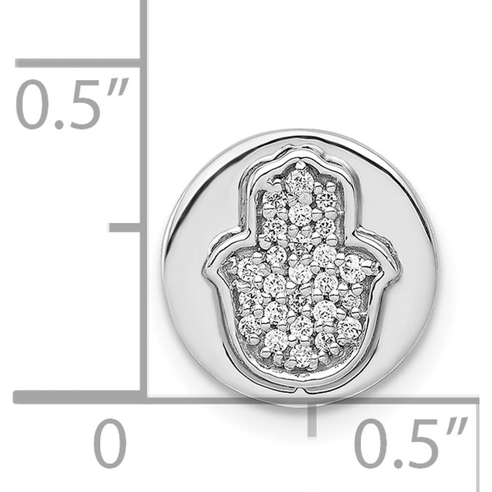 14K White Gold Diamond Hamsa Round Slide Pendant - 1/10 Carat Total Diamond Weight by Monteluci Fine Jewelry