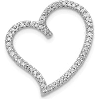 14K White Gold Diamond Heart Chain Slide Pendant - 0.17 Carat Total Diamond Weight by Monteluci Fine Jewelry