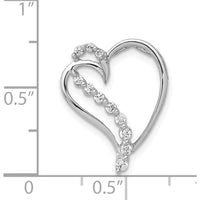 14K White Gold Diamond Heart Chain Slide Pendant - 1/6 Carat Total Diamond Weight by Monteluci Fine Jewelry