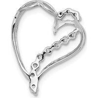 14K White Gold Diamond Heart Chain Slide Pendant - 1/6 Carat Total Diamond Weight by Monteluci Fine Jewelry