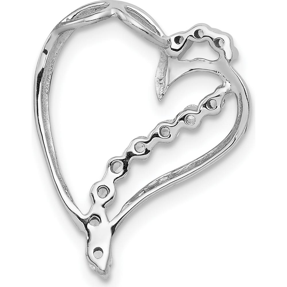 14K White Gold Diamond Heart Chain Slide Pendant - 1/6 Carat Total Diamond Weight by Monteluci Fine Jewelry