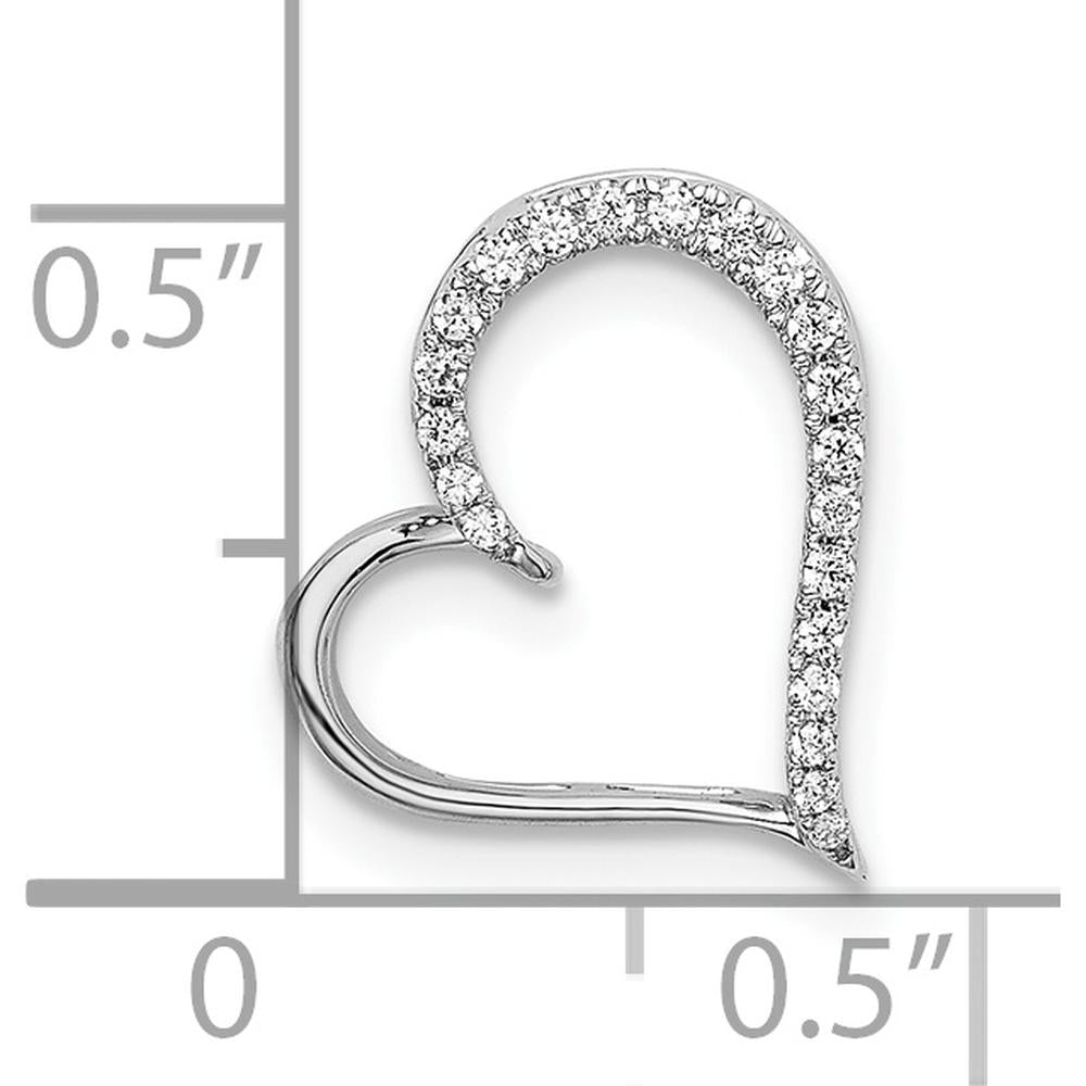 14K White Gold Diamond Heart Chain Slide Pendant with Round Diamonds - 0.012 Carat Total Diamond Weight by Oro Pregiato