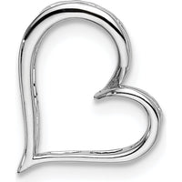14K White Gold Diamond Heart Chain Slide Pendant with Round Diamonds - 0.012 Carat Total Diamond Weight by Oro Pregiato