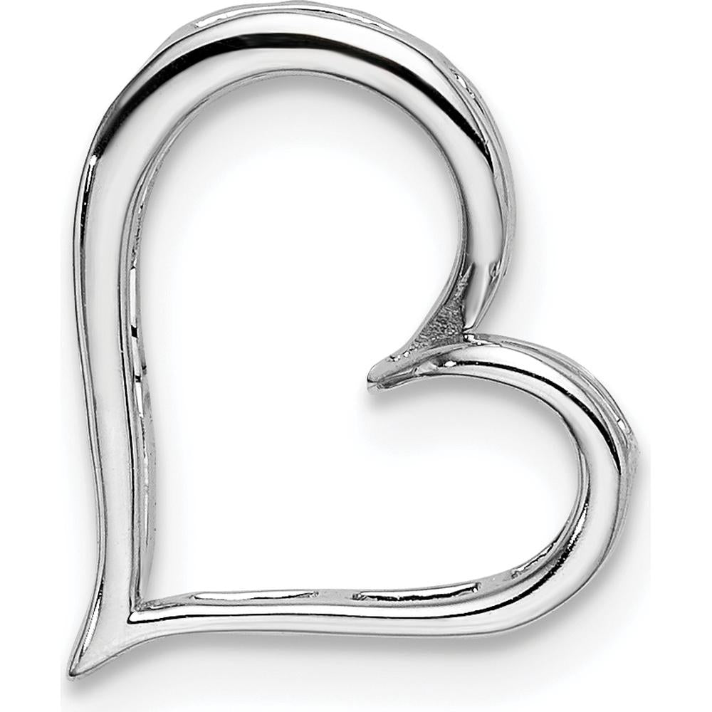 14K White Gold Diamond Heart Chain Slide Pendant with Round Diamonds - 0.012 Carat Total Diamond Weight by Oro Pregiato