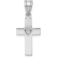 14K White Gold Diamond Heart Cross Pendant - 0.01 Carat Diamond Weight by Monteluci Fine Jewelry
