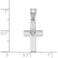 14K White Gold Diamond Heart Cross Pendant - 0.01 Carat Diamond Weight by Monteluci Fine Jewelry