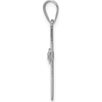 14K White Gold Diamond Heart Cross Pendant with Round Diamond - 0.01 Carat Total Diamond Weight by Monteluci Fine Jewelry