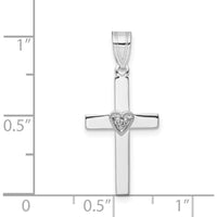 14K White Gold Diamond Heart Cross Pendant with Round Diamond - 0.01 Carat Total Diamond Weight by Monteluci Fine Jewelry