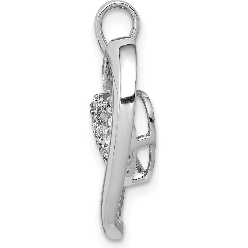 14K White Gold Diamond Heart Dangle Pendant - 0.035 Carat Total Diamond Weight by Monteluci Fine Jewelry