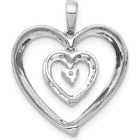 14K White Gold Diamond Heart Dangle Pendant - 0.035 Carat Total Diamond Weight by Monteluci Fine Jewelry