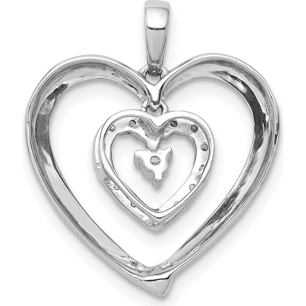 14K White Gold Diamond Heart Dangle Pendant - 0.035 Carat Total Diamond Weight by Monteluci Fine Jewelry