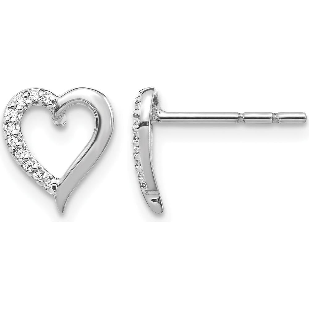 14K White Gold Diamond Heart Earrings - 0.06 Carat Total Diamond Weight by Monteluci Fine Jewelry