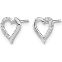 14K White Gold Diamond Heart Earrings - 0.06 Carat Total Diamond Weight by Monteluci Fine Jewelry