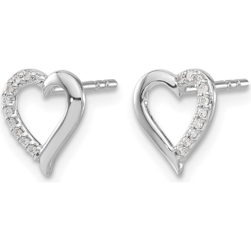 14K White Gold Diamond Heart Earrings - 0.06 Carat Total Diamond Weight by Monteluci Fine Jewelry
