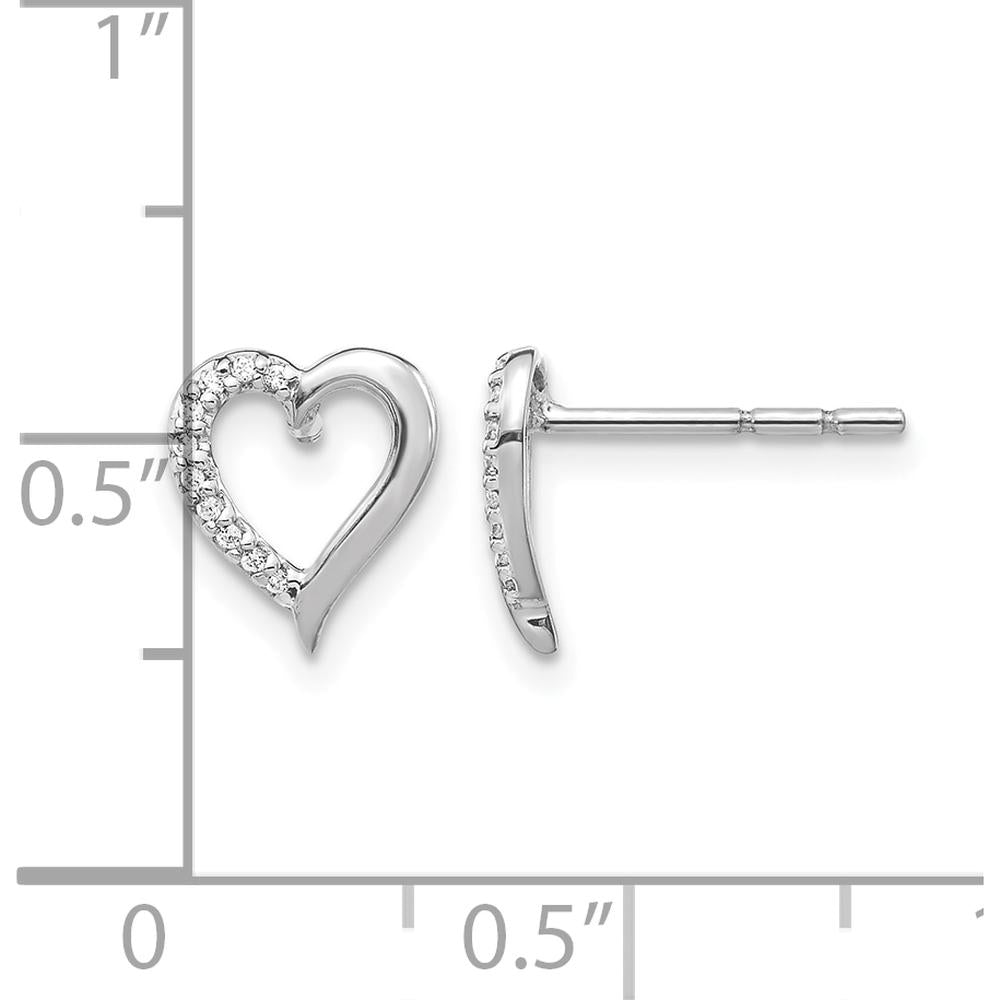14K White Gold Diamond Heart Earrings - 0.06 Carat Total Diamond Weight by Monteluci Fine Jewelry