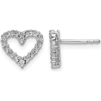 14K White Gold Diamond Heart Earrings - 0.116 Carat Total Diamond Weight by Oro Pregiato