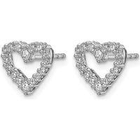 14K White Gold Diamond Heart Earrings - 0.116 Carat Total Diamond Weight by Oro Pregiato