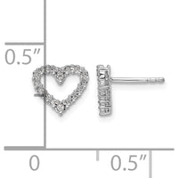 14K White Gold Diamond Heart Earrings - 0.116 Carat Total Diamond Weight by Oro Pregiato